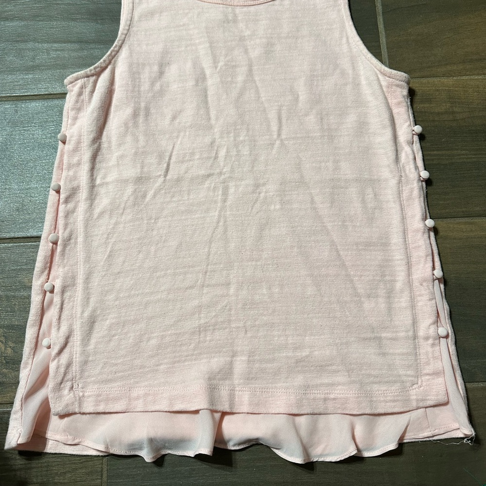 LOFT Light Pink Tank Top with Button Detail